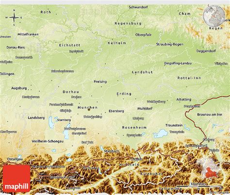 Physical 3D Map of Oberbayern