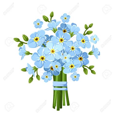 Bouquet of blue forget-me-not flowers. Vector illustration. | Flower illustration, Flower ...