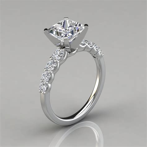 Split Shank Cushion Cut halo Engagement Ring - PureGemsJewels