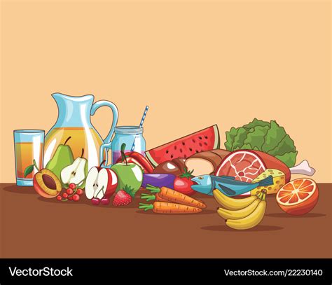 Healthy food cartoon Royalty Free Vector Image