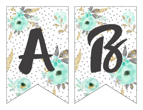 Free Printable Alphabet Banner {MINT& GOLD} - Six Clever Sisters | Free printable banner letters ...