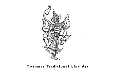 Myanmar Traditional Line Art | Line art, Myanmar art, Thailand art