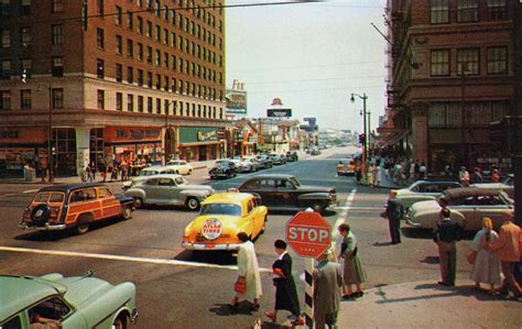 Color view of Hollywood and Vine, 1950s