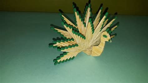 Matchstick art : Matches Peacock Crafts | Bipul Project - YouTube