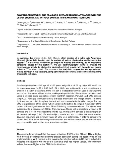 (PDF) Comparison between the Standard Average muscle Activation with The Use of Snorkel and ...