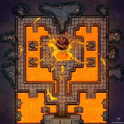 Fire Dragon Temple - D&D Map for Roll20 And Tabletop - Dice Grimorium