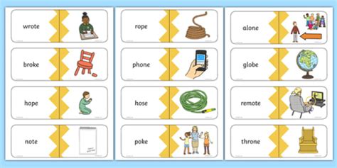 Phase 5 Real o-e Split Digraph Words Matching Cards