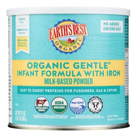 Earth's Best - Infant Formula with Iron - Milk Based Powder -21 oz - Case of 4, Case of 4 - 21 ...