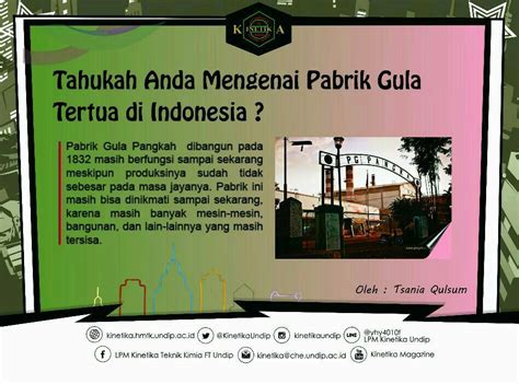 Pabrik Gula Tertua di Indonesia – Kinetika