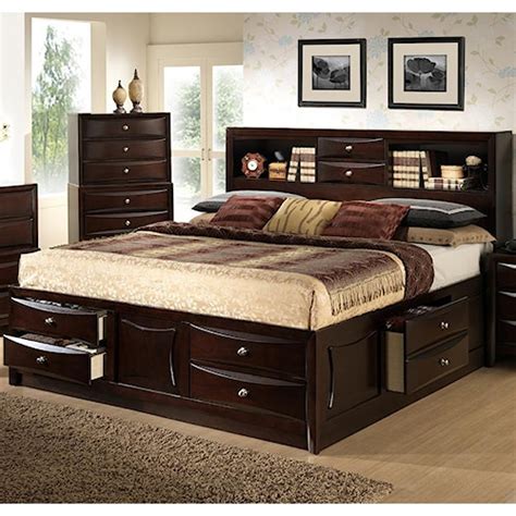 Lifestyle C0172 Queen Storage Bed w/ Bookcase Headboard - Pilgrim ...