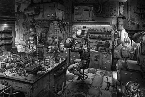 Wallpaper : artwork, cyberpunk, monochrome, science fiction 1920x1295 - MartinRHCP88 - 1768599 ...