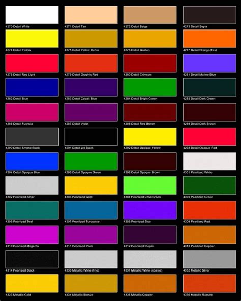 This is the colours of spray paints !! | Paint color chart, Car ...