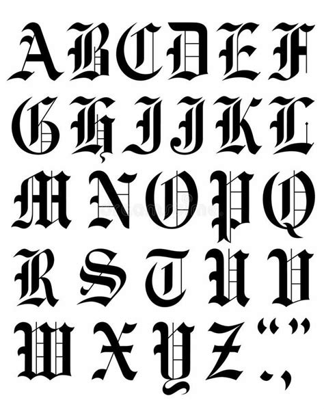 Old English Font Vector. Set Gothic Font Vector Alphabet Sketch. Stock Vector -… | Lettering ...