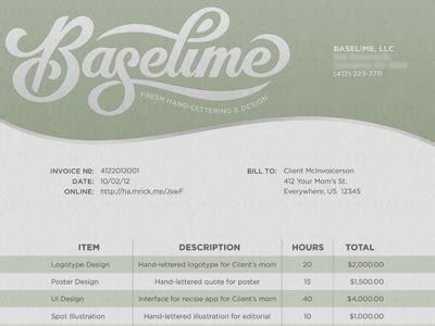 Baselime Invoice by Ryan Hamrick on Dribbble