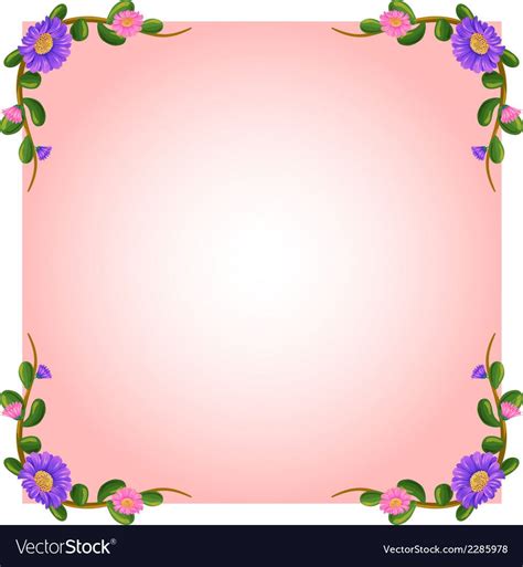 An empty pink template with floral margin Vector Image | Flower art, Photo collage template ...