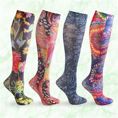 Printed Mild Compression Knee High Stockings - Women's at Support Plus ...