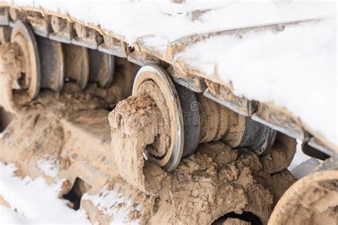 Detail Of Caterpillar Track In Construction Site Stock Photo - Image of industrial, clay: 49445010