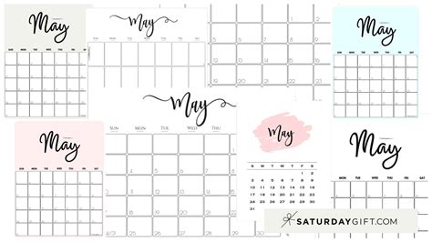 Printable Monthly Calendar May