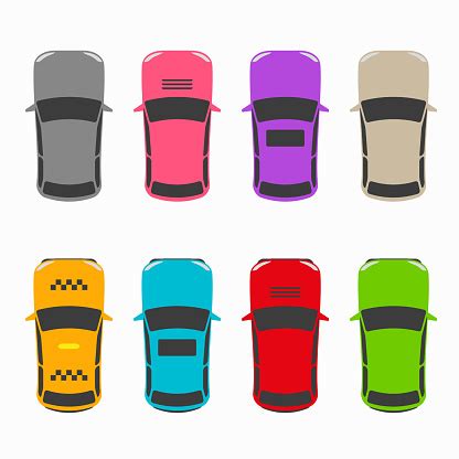 Cars Top View Silhouette Icon Set Flat Vector Illustration Isolated On White Stock Illustration ...