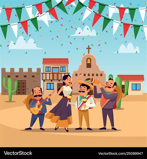 Mexicans cinco de mayo cartoon Royalty Free Vector Image