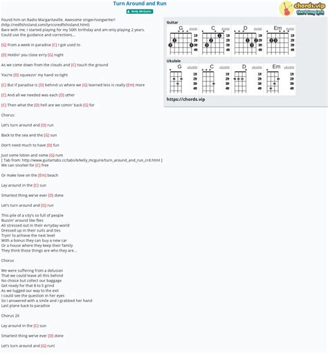 Chord: Turn Around and Run - tab, song lyric, sheet, guitar, ukulele ...