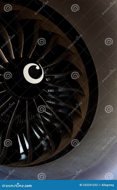 Plane Background. Airplane Turbine Blades Close-up. Airplane Engine. Turbines Blade. Aviation ...