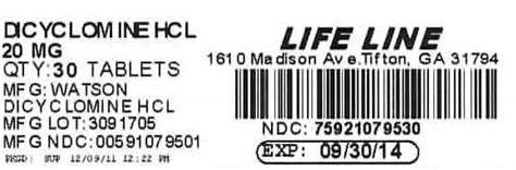 Dicyclomine Hydrochloride (Life Line Home Care Services, Inc.): FDA Package...