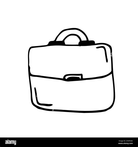 Briefcase icon in doodle sketch lines. Office business equipment travel ...