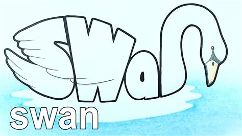 Swan drawing easy|Turn word into drawing|Creative drawing ideas|Word ...