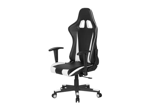 Faux Leather Reclining Office Chair Black with White GAMER | Beliani.co.uk