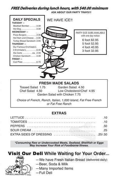 The Sausage Kitchen menu in Racine, Wisconsin, USA