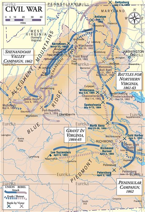 Civil War Battles - Virginia 1861-1865 ©Eureka Cartography, Berkeley, CA | Civil war battles ...