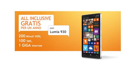 Wind All Inclusive gratis per un anno se acquisti Lumia 930