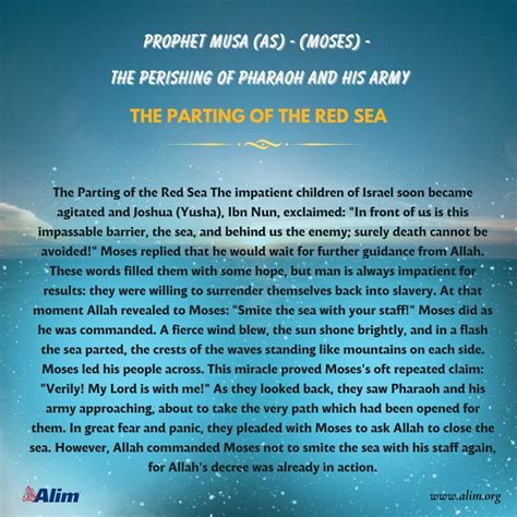 Prophet Musa (AS) - (Moses) - The Perishing of Pharaoh and His Army The Parting of the Red Sea ...