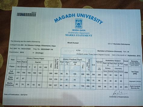 Magadh University — Verification of marksheet