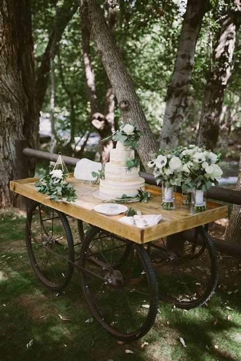 The Kingswood Trolley Cart » Glamour & Woods | Wedding cake table, Rustic wedding, Floral ...