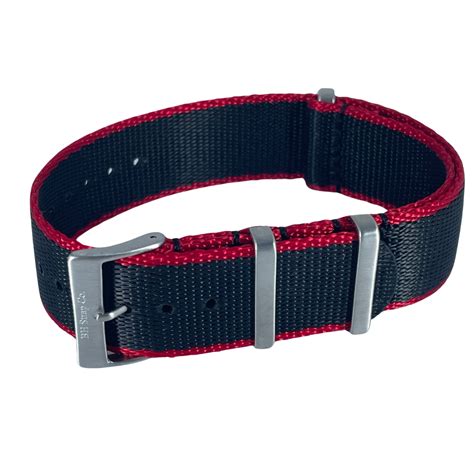 Nylon Nato Strap 22mm - Black Red – Bezel House