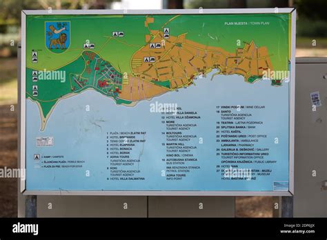 Bol town plan and information board, Brac Island,Dalmatia, Croatia,Europe Stock Photo - Alamy