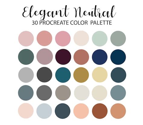 Elegant Neutral Procreate Color Palette Hex Code Ipad Color | Etsy