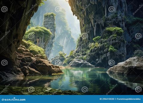 Magnificent Karst Landscape with Caves Stock Illustration - Illustration of epic, palette: 296410030