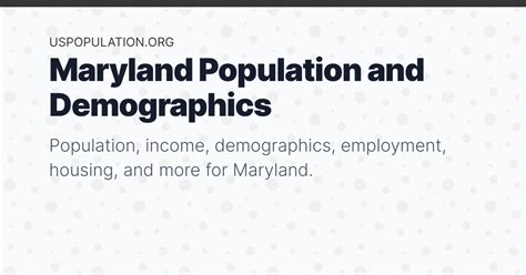 Maryland Population | Income, Demographics, Employment, Housing