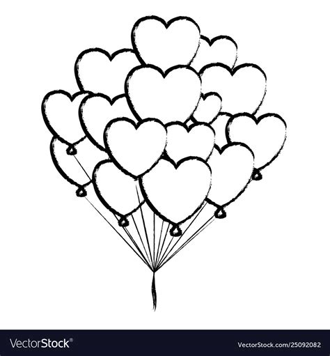 Heart shaped balloons sketch Royalty Free Vector Image