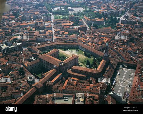 LOMBARDY VIGEVANO CASTLE DUCALE: aerial view Stock Photo - Alamy