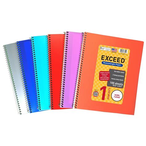 Exceed Spiral Notebook, Wide Ruled, 1 Subject, 100 Pages, 8.5" x 10.5 ...