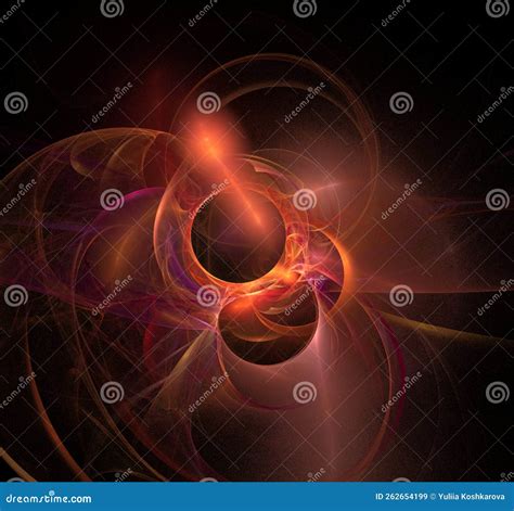 Illustration of Orange Space Planet Star System, Color Graphics Stock ...