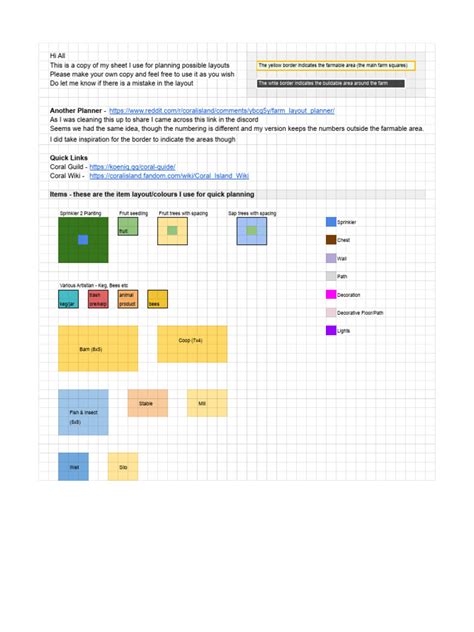 Coral Island Farm Layout Planner | PDF