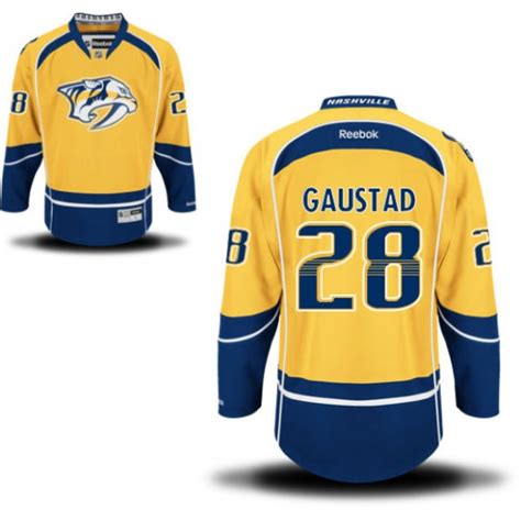 Nashville Predators Paul Gaustad Official Gold Reebok Authentic Adult ...