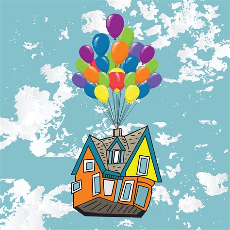 flying house with balloons 8826665 Vector Art at Vecteezy