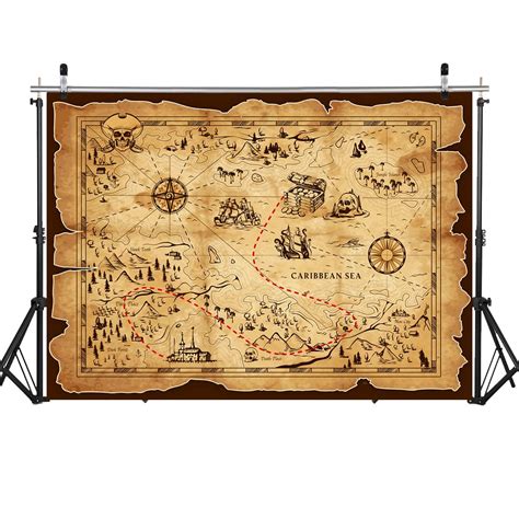 Buy WOLADA 7x5FT Pirate Treasure Map Backdrop Pirate Party Decorations Pirate Map Backdrop ...
