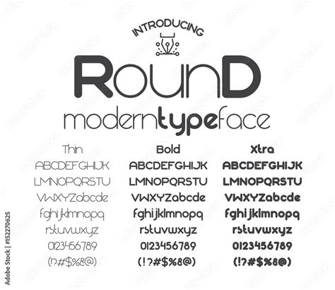 Modern minimalistic sans serif font Round Stock Vector | Adobe Stock